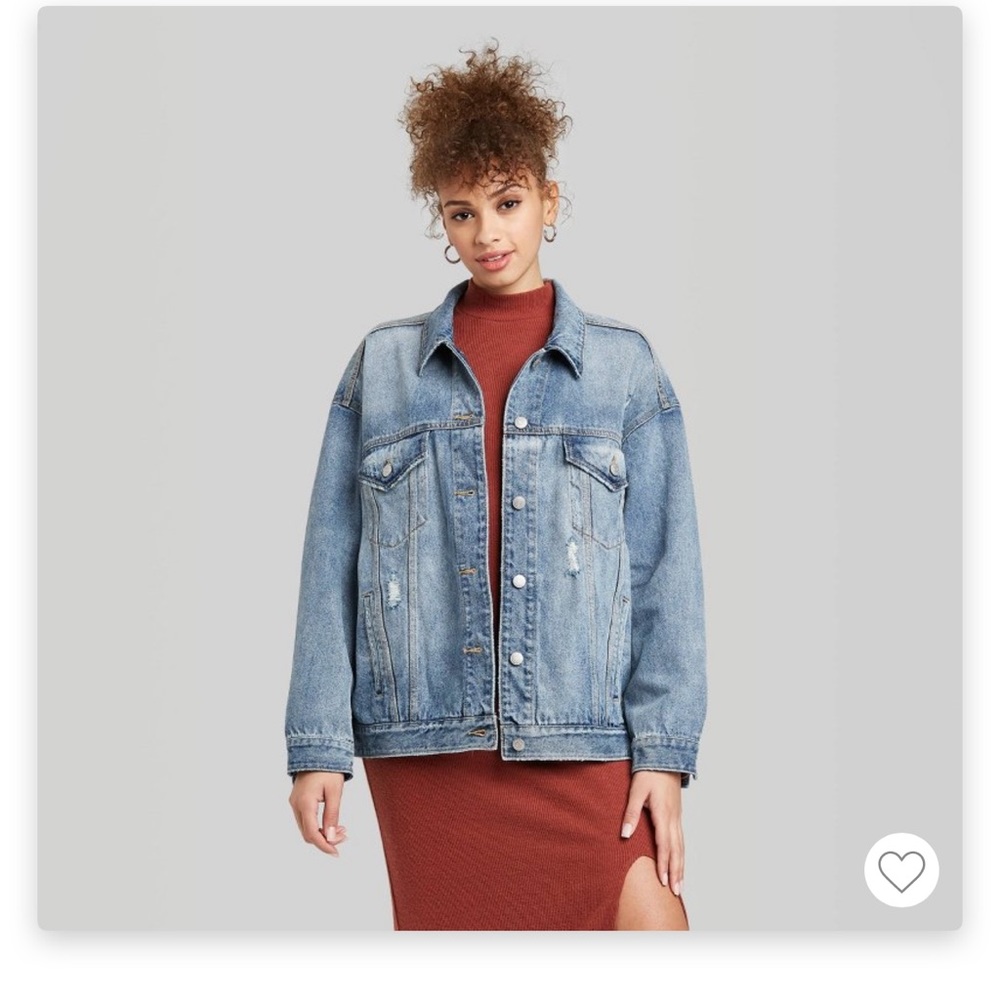 Distressed denim trucker jacket